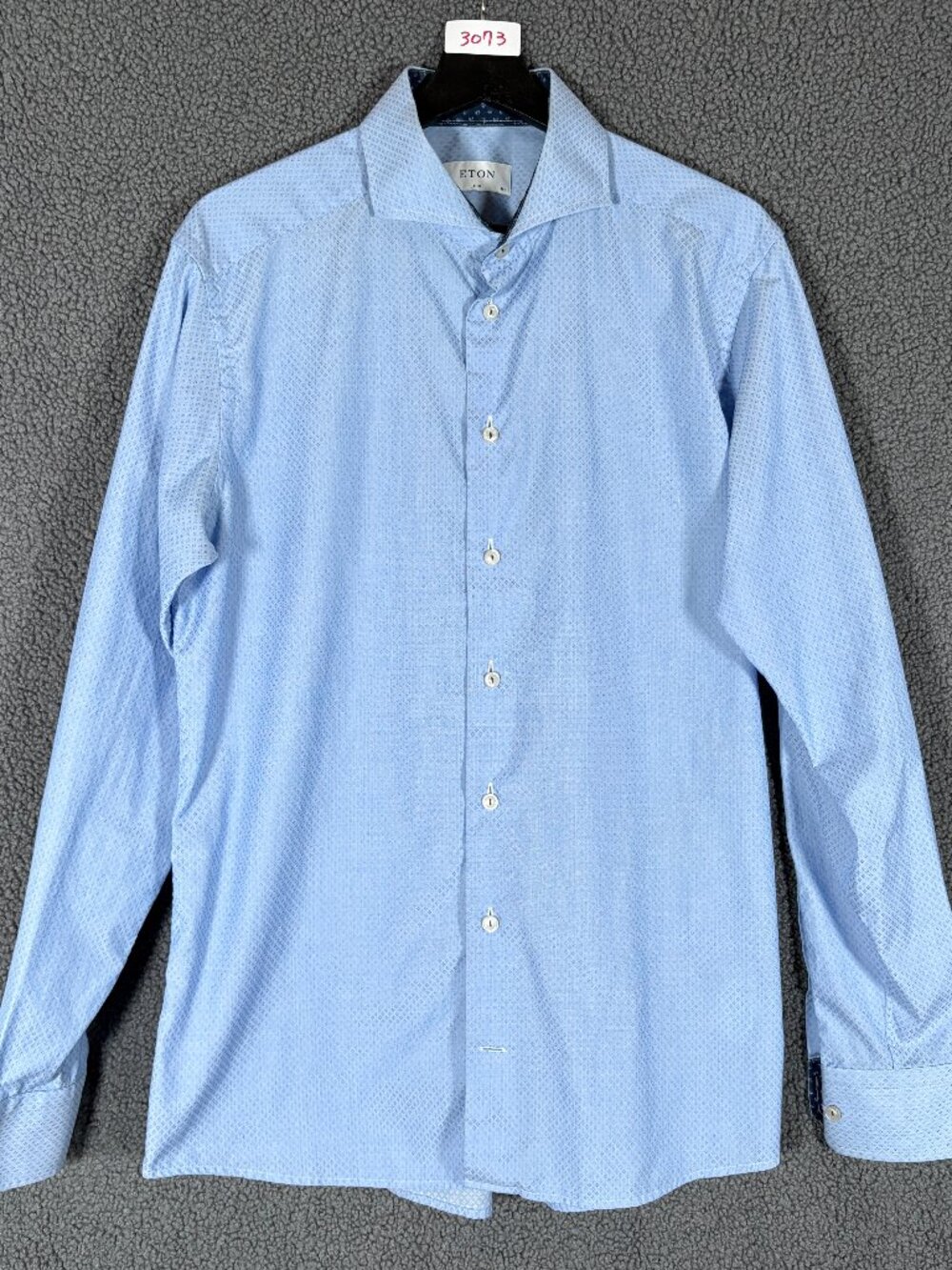 Eton Slim Fit Geometric Button Up Dress Shirt - Men's Size 42 / 16.5 - Blue